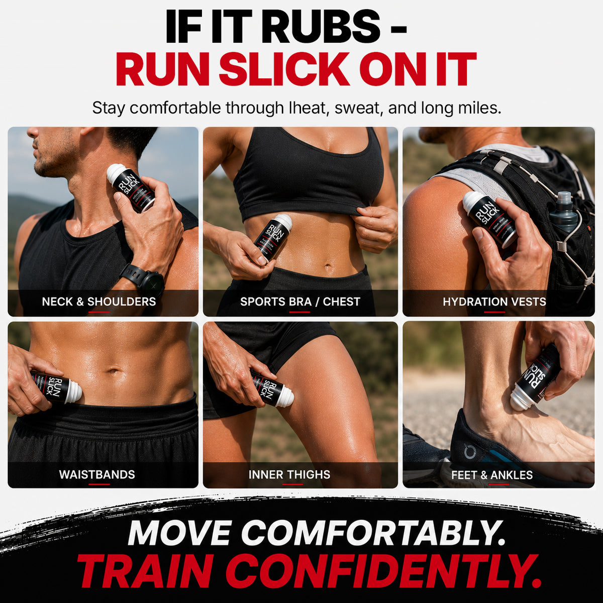 Runner using Run Slick anti-chafing roll-on before a run